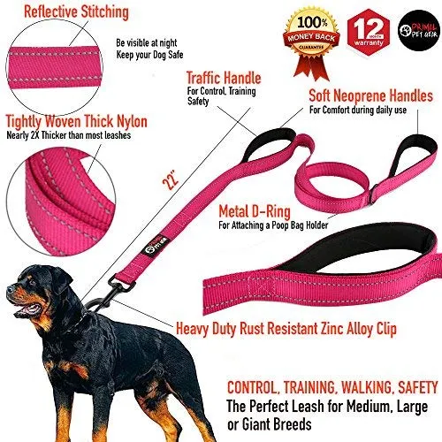 Primal Pet Gear - Correa para perro de 5.9 ft de largo, clip más fuerte, con dos asas acolchadas de tráfico, resistente, con asas dobles para entrenamiento de seguridad, correas para perros grandes o medianos