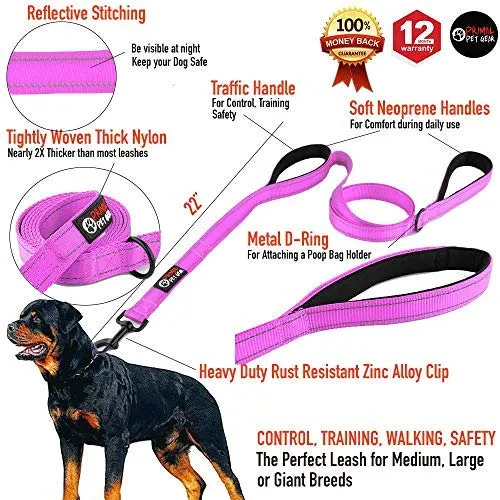 Primal Pet Gear - Correa para perro de 5.9 ft de largo, clip más fuerte, con dos asas acolchadas de tráfico, resistente, con asas dobles para entrenamiento de seguridad, correas para perros grandes o medianos