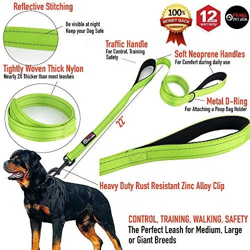 Primal Pet Gear - Correa para perro de 5.9 ft de largo, clip más fuerte, con dos asas acolchadas de tráfico, resistente, con asas dobles para entrenamiento de seguridad, correas para perros grandes o medianos