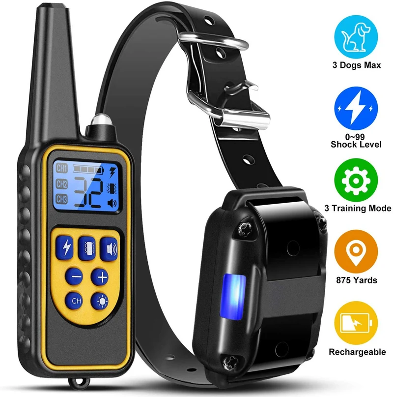 TeqHome Shock Collar for Dogs, 2020 Newest Dog Training Collar, Rechargeable Dog Shock Collar with Remote 2600Ft, 3 Modes Beep Vibration and Shock Waterproof Bark Collar for Small Medium Large Dogs
