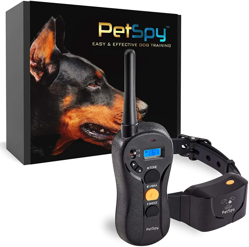 PetSpy P620 Collar de entrenamiento para perros con vibración, choque eléctrico, pitido; recargable e impermeable, collar electrónico de entrenamiento remoto, 10 – 140 libras