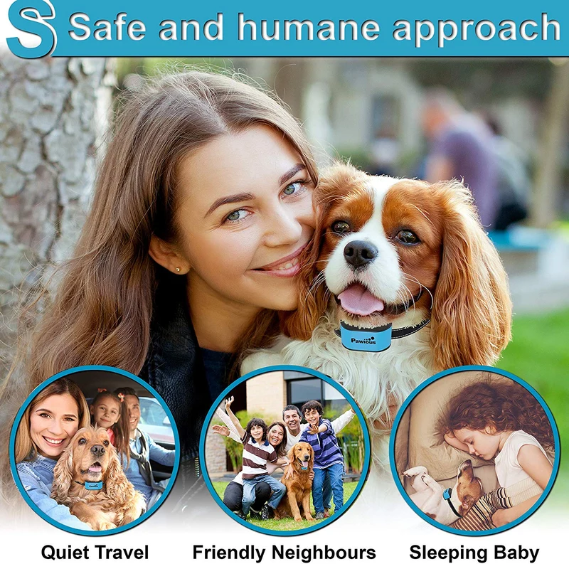 Collar de corteza para perros pequeños – Collar antiladridos recargable sin golpes – 4 placas faciales de color, sin puntas dañinas, sonido, vibración, 7 niveles de sensibilidad