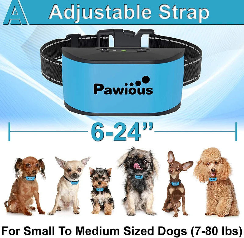Collar de corteza para perros pequeños – Collar antiladridos recargable sin golpes – 4 placas faciales de color, sin puntas dañinas, sonido, vibración, 7 niveles de sensibilidad