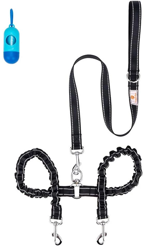 BungeeX2 acoplador de doble correa para perro Snagle Paw sin enredos, giro de 360°, correa doble para caminar y entrenamiento, cómodo amortiguador, correa elástica reflectante para pasear 2 perros con facilidad