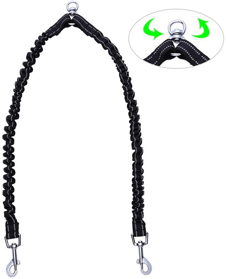 BungeeX2 acoplador de doble correa para perro Snagle Paw sin enredos, giro de 360°, correa doble para caminar y entrenamiento, cómodo amortiguador, correa elástica reflectante para pasear 2 perros con facilidad