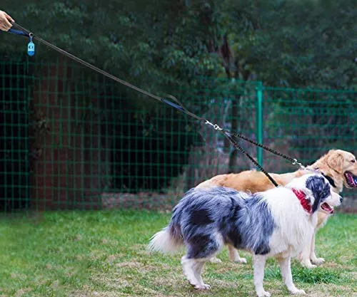 BungeeX2 acoplador de doble correa para perro Snagle Paw sin enredos, giro de 360°, correa doble para caminar y entrenamiento, cómodo amortiguador, correa elástica reflectante para pasear 2 perros con facilidad