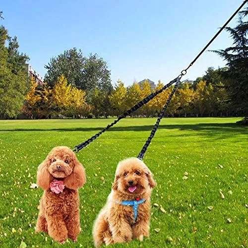 BungeeX2 acoplador de doble correa para perro Snagle Paw sin enredos, giro de 360°, correa doble para caminar y entrenamiento, cómodo amortiguador, correa elástica reflectante para pasear 2 perros con facilidad