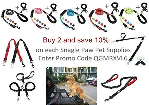 BungeeX2 acoplador de doble correa para perro Snagle Paw sin enredos, giro de 360°, correa doble para caminar y entrenamiento, cómodo amortiguador, correa elástica reflectante para pasear 2 perros con facilidad
