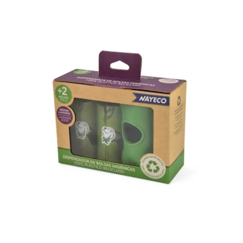 Portabolsas Higiénicas Reciclado+2 Rollos de 15 Bolsas Aroma Lavanda