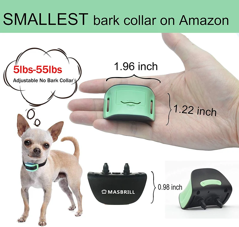 MASBRIL Collar de corteza para perro – Actualización 2020 seguro sin dispositivo de control de ladridos para perros pequeños y medianos, con sonido y vibración, sin choque humana mejor opción para los amantes de los perros