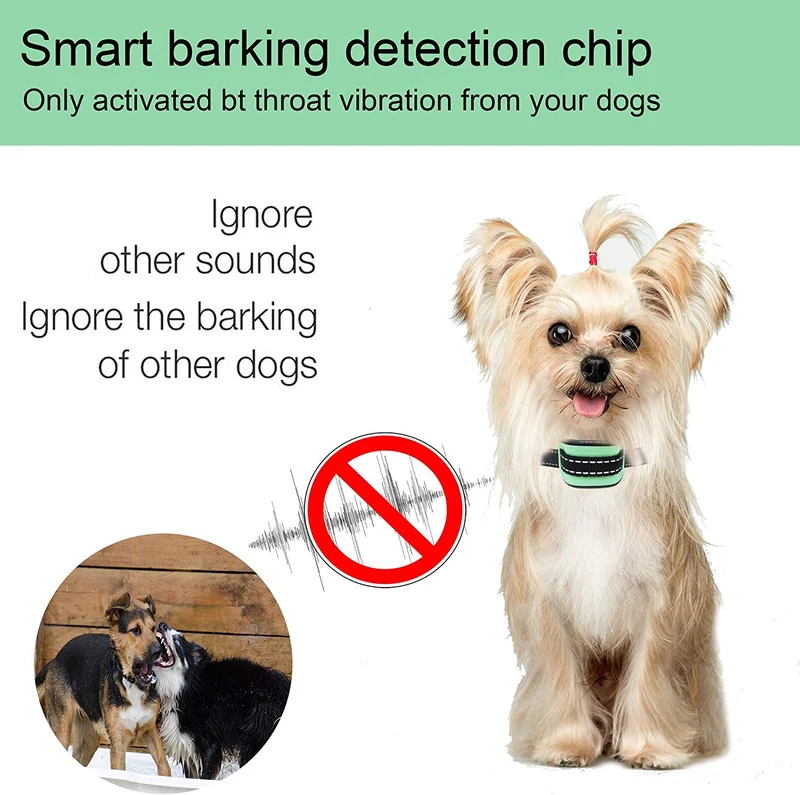MASBRIL Collar de corteza para perro – Actualización 2020 seguro sin dispositivo de control de ladridos para perros pequeños y medianos, con sonido y vibración, sin choque humana mejor opción para los amantes de los perros