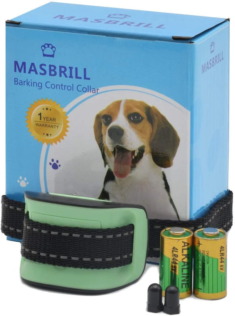 MASBRIL Collar de corteza para perro – Actualización 2020 seguro sin dispositivo de control de ladridos para perros pequeños y medianos, con sonido y vibración, sin choque humana mejor opción para los amantes de los perros