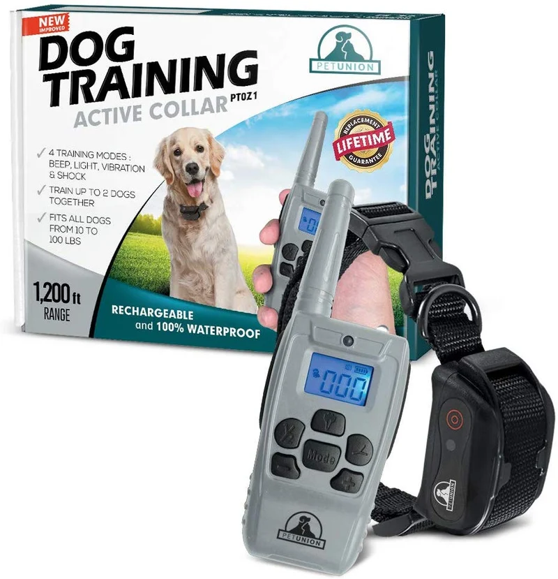 Pet Union PT0Z1 collar de entrenamiento para perros, totalmente impermeable, rango de 1200 pies
