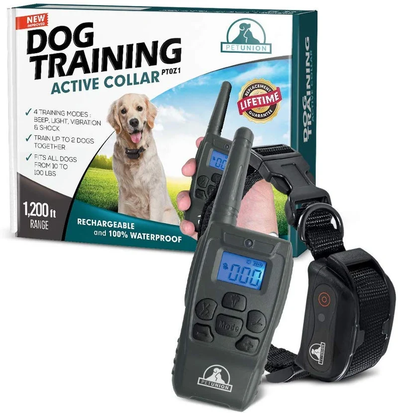 Pet Union PT0Z1 collar de entrenamiento para perros, totalmente impermeable, rango de 1200 pies