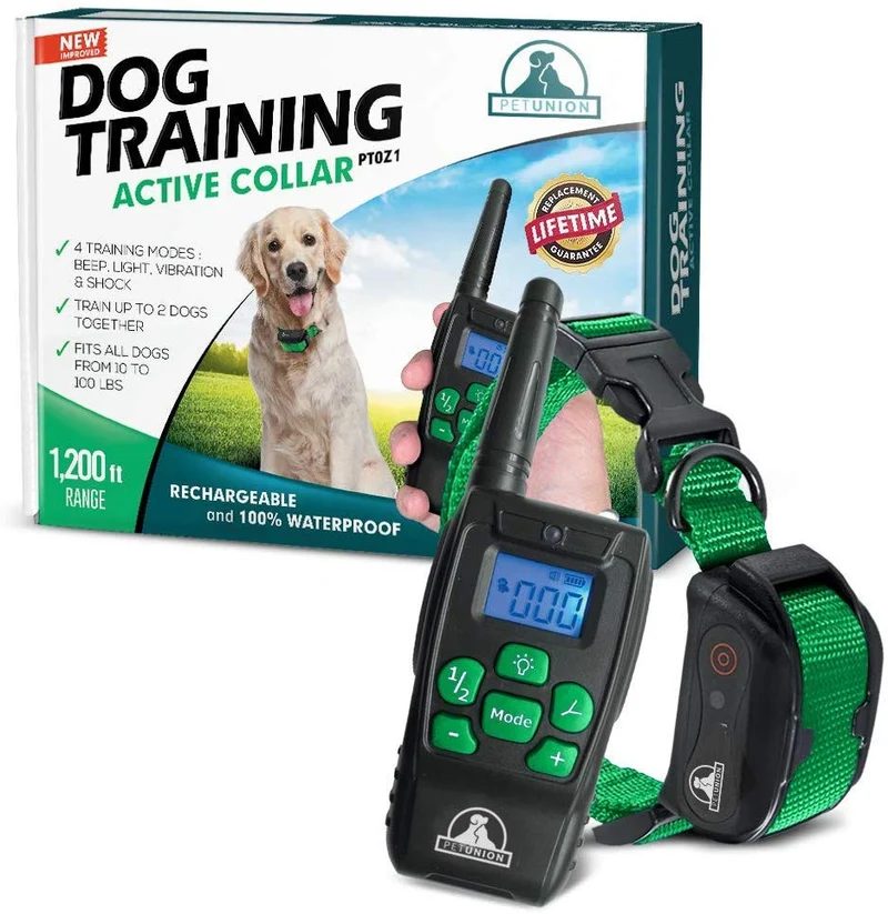 Pet Union PT0Z1 collar de entrenamiento para perros, totalmente impermeable, rango de 1200 pies