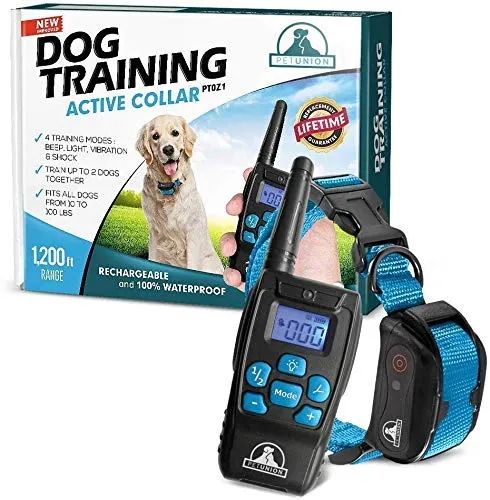 Pet Union PT0Z1 collar de entrenamiento para perros, totalmente impermeable, rango de 1200 pies