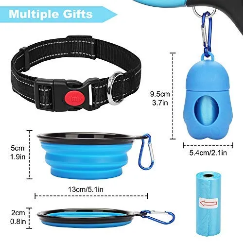 BABYLTRL Correa retráctil para perro, correa para caminar para perro de 360 ° sin enredos para uso pesado de hasta 110 libras, cinta de nailon reflectante fuerte de 16 pies con mango antideslizante, freno de una mano, pausa, bloqueo