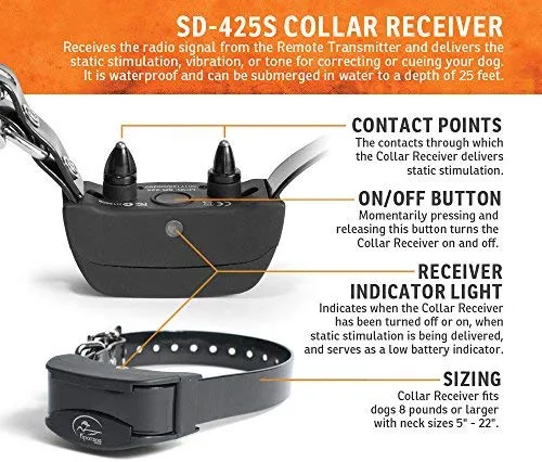 SportDOG Brand 425 - Collar electrónico con control remoto (500 yardas, estático, vibratorio y tono, impermeable, recargable, incluye nueva serie X), Original (versión antigua), Negro