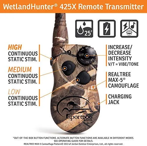 SportDOG Brand 425 - Collar electrónico con control remoto (500 yardas, estático, vibratorio y tono, impermeable, recargable, incluye nueva serie X), Original (versión antigua), Negro