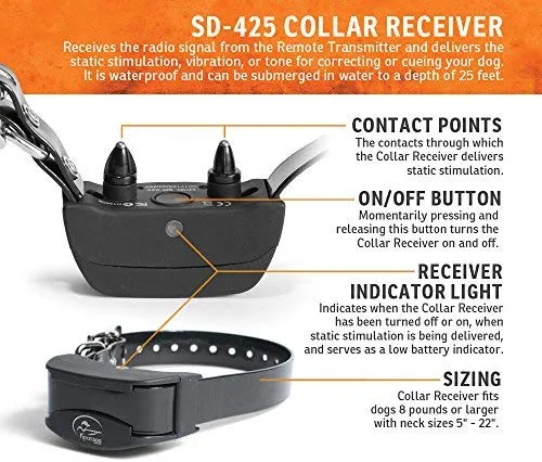 SportDOG Brand 425 - Collar electrónico con control remoto (500 yardas, estático, vibratorio y tono, impermeable, recargable, incluye nueva serie X), Original (versión antigua), Negro