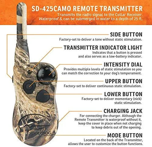 SportDOG Brand 425 - Collar electrónico con control remoto (500 yardas, estático, vibratorio y tono, impermeable, recargable, incluye nueva serie X), Original (versión antigua), Negro