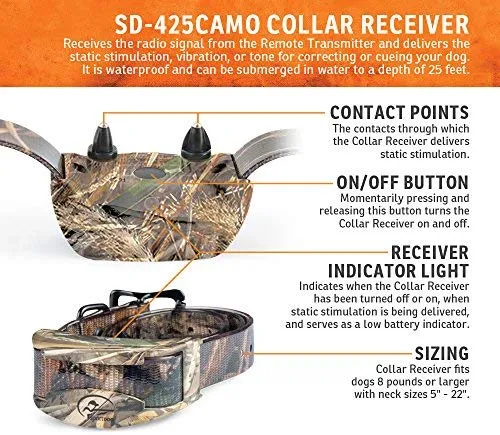SportDOG Brand 425 - Collar electrónico con control remoto (500 yardas, estático, vibratorio y tono, impermeable, recargable, incluye nueva serie X), Original (versión antigua), Negro