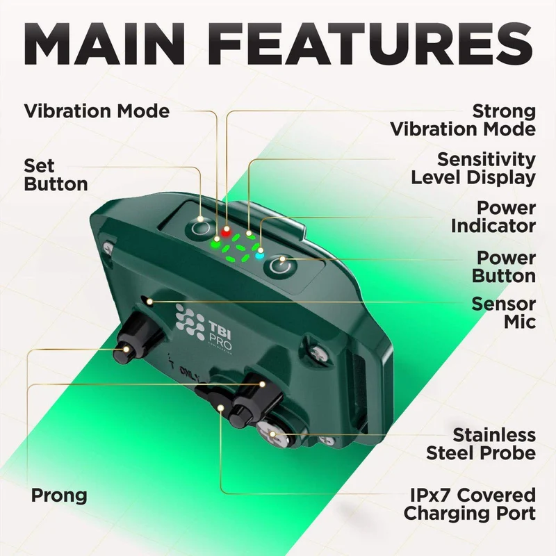 [Actualizado 2020] Bark Collar Profesional Dual Vibración Motor - No-Shock Humane V7 para perros pequeños y medianos - Chipset recargable - Collar antiladridos para detener ladridos impermeable - Control seguro de mascotas