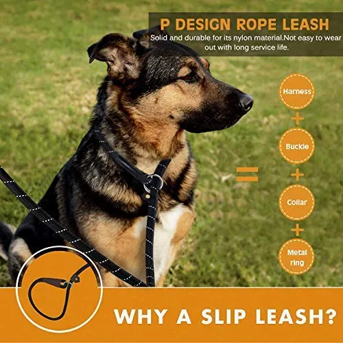 Correa para perro resistente, especialmente para perros grandes de hasta 150 libras, 6 pies, reflectante para entrenamiento, absorción de golpes, correa elástica con hebilla para cinturón de seguridad de coche, 2 asas acolchadas para control adicional