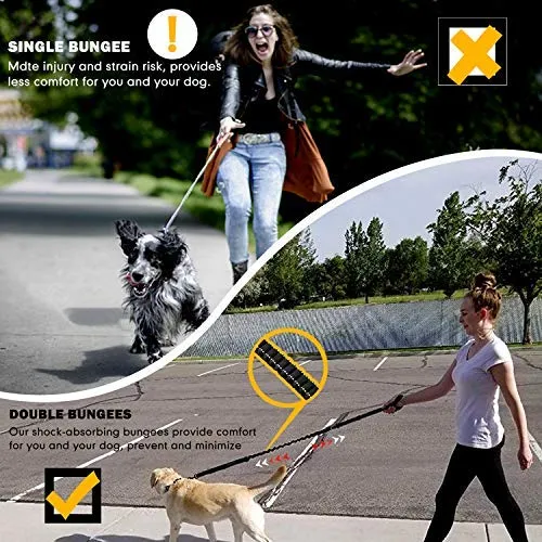 Correa para perro resistente, especialmente para perros grandes de hasta 150 libras, 6 pies, reflectante para entrenamiento, absorción de golpes, correa elástica con hebilla para cinturón de seguridad de coche, 2 asas acolchadas para control adicional