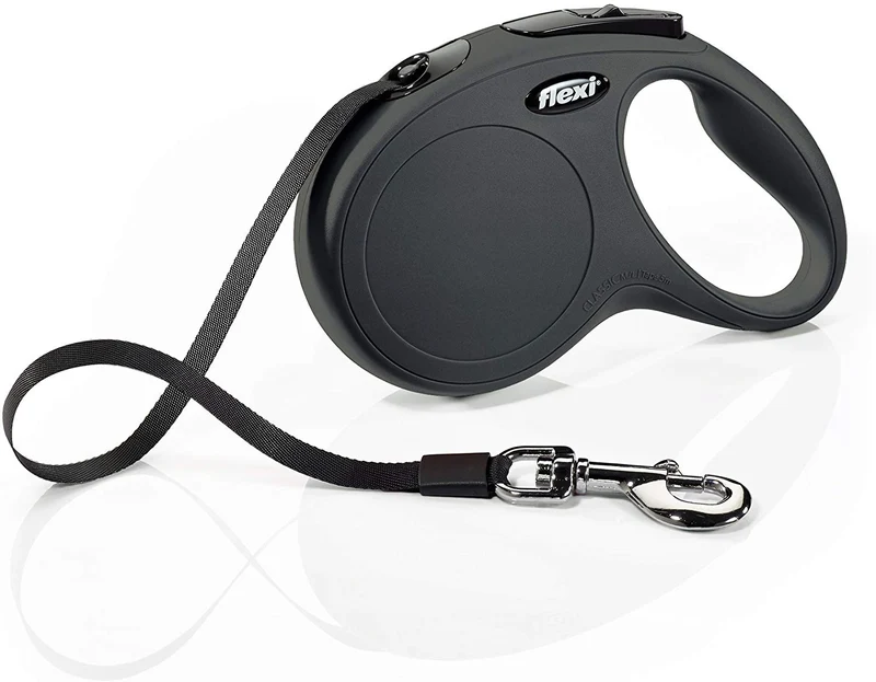 Flexi Classic Correa retráctil para perro en color negro, 16.0 in