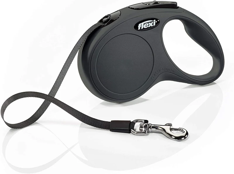 Flexi Classic Correa retráctil para perro en color negro, 16.0 in