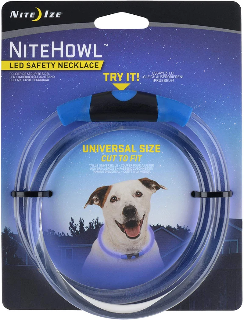 NiteHowl LED Safety Necklace, Universal, Reusable Visibility Necklace for Pets