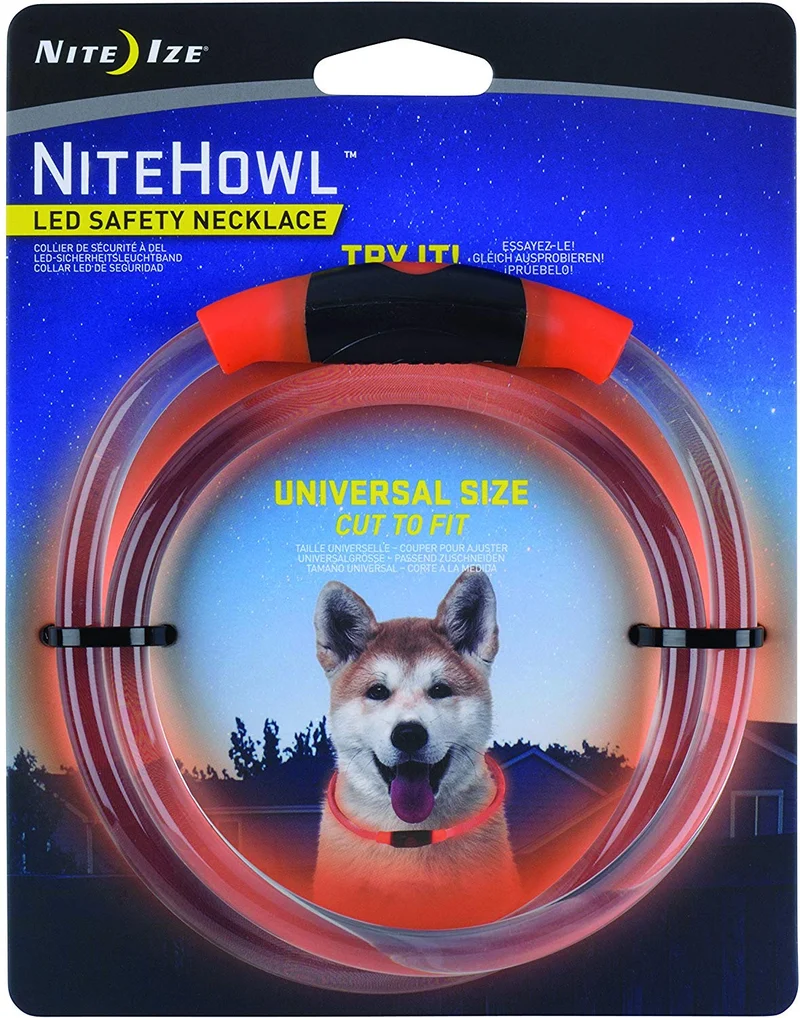 NiteHowl LED Safety Necklace, Universal, Reusable Visibility Necklace for Pets