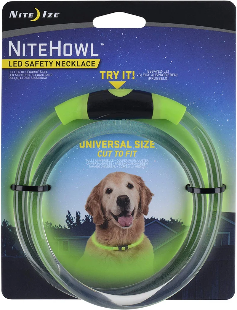 NiteHowl LED Safety Necklace, Universal, Reusable Visibility Necklace for Pets