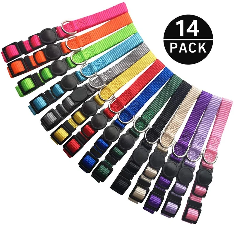 Blaoicni Puppy ID Collar Identification Soft Nylon Adjustable Breakaway Safety Whelping Litter Collars for Newborn Pets with Record Keeping Charts