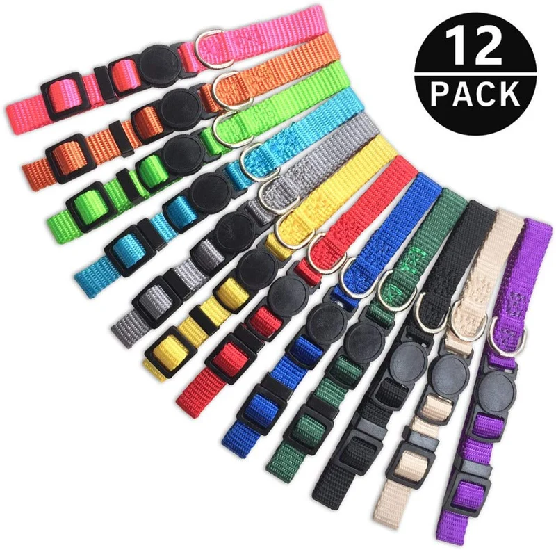 Blaoicni Puppy ID Collar Identification Soft Nylon Adjustable Breakaway Safety Whelping Litter Collars for Newborn Pets with Record Keeping Charts