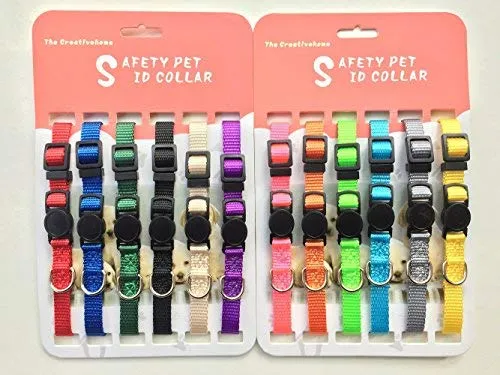 Blaoicni Puppy ID Collar Identification Soft Nylon Adjustable Breakaway Safety Whelping Litter Collars for Newborn Pets with Record Keeping Charts