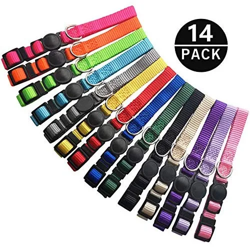 Blaoicni Puppy ID Collar Identification Soft Nylon Adjustable Breakaway Safety Whelping Litter Collars for Newborn Pets with Record Keeping Charts