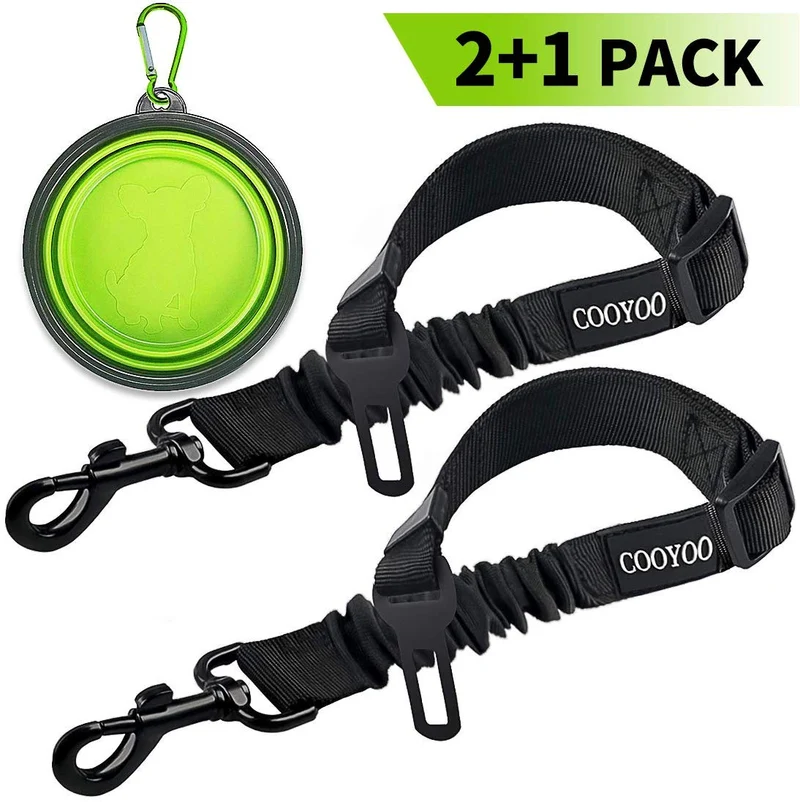 COOYOO Cinturón de seguridad para perro, 2 unidades, cinturón de seguridad para mascotas, ajustable, resistente y elástico, arnés de cinturón de seguridad para perro, para viajes, uso diario, compatible con cualquier arnés de mascota