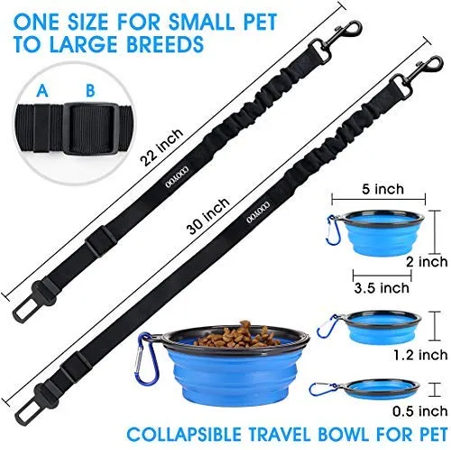 COOYOO Cinturón de seguridad para perro, 2 unidades, cinturón de seguridad para mascotas, ajustable, resistente y elástico, arnés de cinturón de seguridad para perro, para viajes, uso diario, compatible con cualquier arnés de mascota