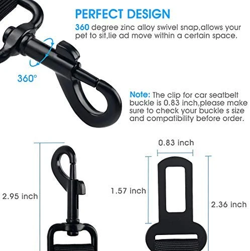 COOYOO Cinturón de seguridad para perro, 2 unidades, cinturón de seguridad para mascotas, ajustable, resistente y elástico, arnés de cinturón de seguridad para perro, para viajes, uso diario, compatible con cualquier arnés de mascota