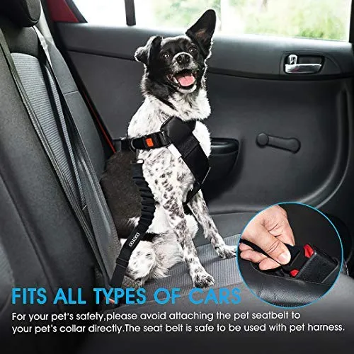 COOYOO Cinturón de seguridad para perro, 2 unidades, cinturón de seguridad para mascotas, ajustable, resistente y elástico, arnés de cinturón de seguridad para perro, para viajes, uso diario, compatible con cualquier arnés de mascota