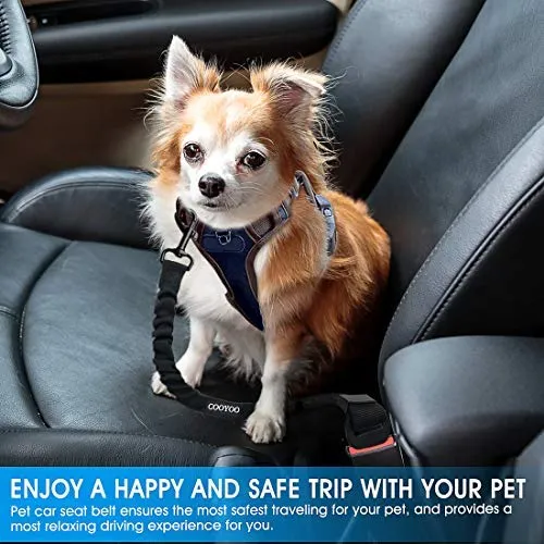 COOYOO Cinturón de seguridad para perro, 2 unidades, cinturón de seguridad para mascotas, ajustable, resistente y elástico, arnés de cinturón de seguridad para perro, para viajes, uso diario, compatible con cualquier arnés de mascota