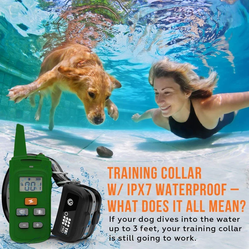 TBI Pro Professional K9 - Collar de entrenamiento para perro con mando a distancia de largo alcance con control de vibración, recargable y totalmente impermeable IPX7 para perros pequeños, medianos, grandes, todas las razas