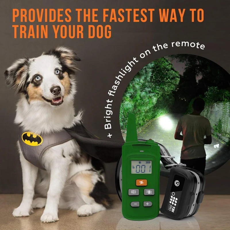 TBI Pro Professional K9 - Collar de entrenamiento para perro con mando a distancia de largo alcance con control de vibración, recargable y totalmente impermeable IPX7 para perros pequeños, medianos, grandes, todas las razas