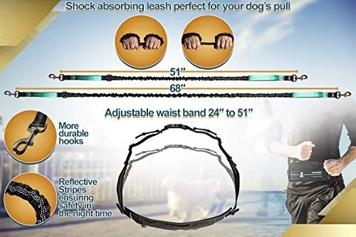SparklyPets Hands-Free Dog Leash for Medium and Large Dogs – Professional Harness with Reflective Stitches for Training, Walking, Jogging and Running Your Pet