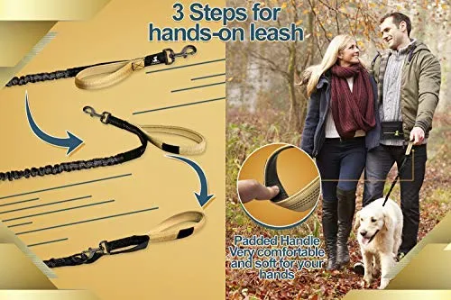 SparklyPets Hands-Free Dog Leash for Medium and Large Dogs – Professional Harness with Reflective Stitches for Training, Walking, Jogging and Running Your Pet