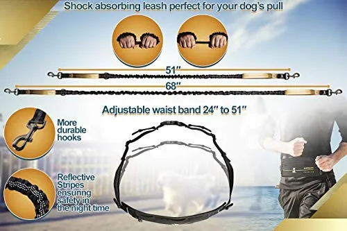SparklyPets Hands-Free Dog Leash for Medium and Large Dogs – Professional Harness with Reflective Stitches for Training, Walking, Jogging and Running Your Pet