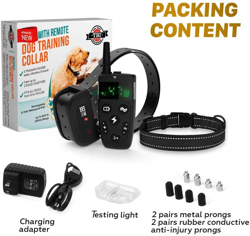 TBI Pro - Collar de entrenamiento profesional para perros con mando a distancia (1600 pies)