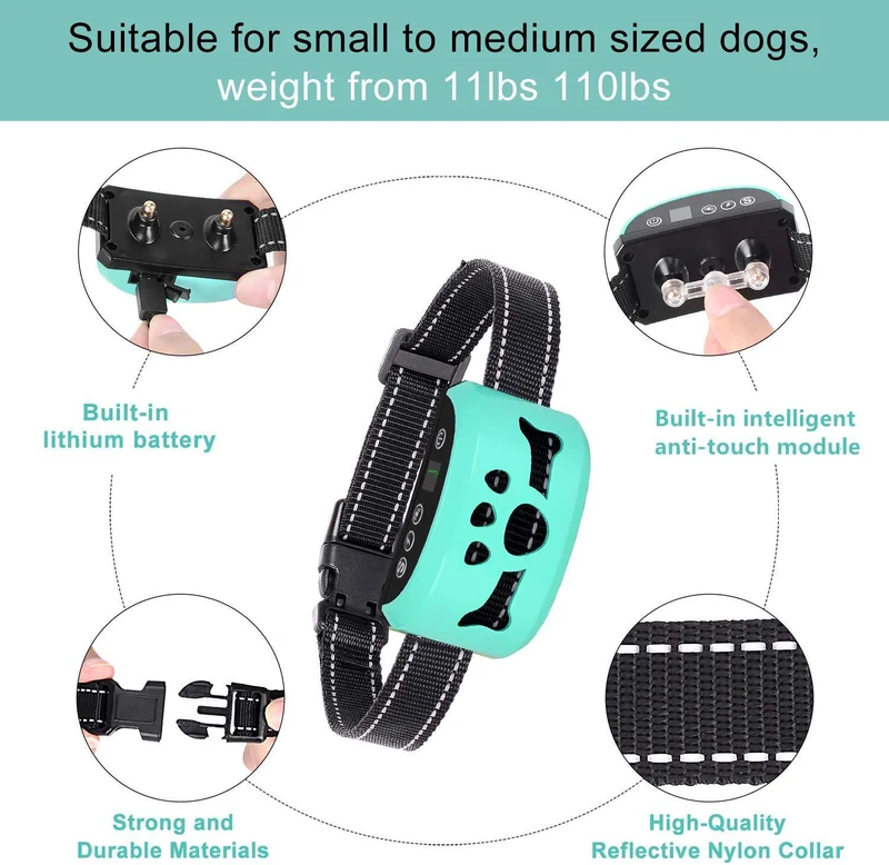 AHJDL Collar de corteza para perro, ¡evita que los perros ladren rápido! Dispositivos anti ladridos seguros para entrenamiento de control de cuellos, pequeños, medianos y grandes mascotas disuasorio